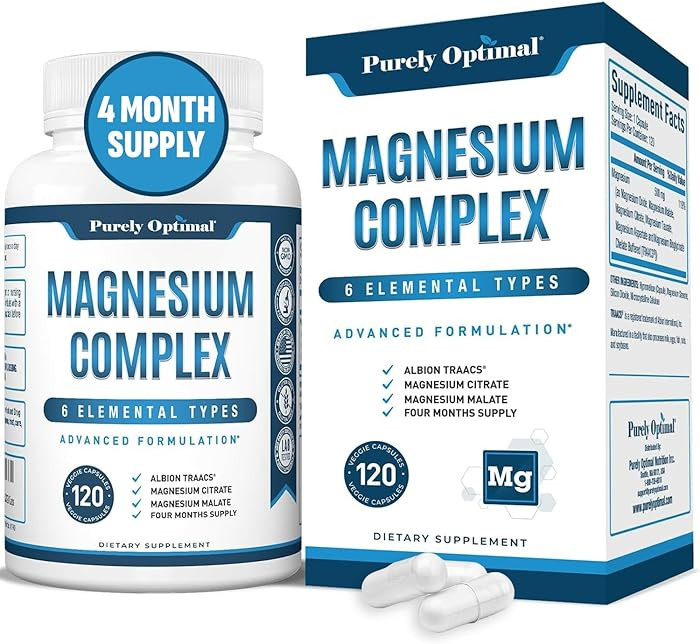 Purely Optimal Magnesium Complex - 6 Forms Magnesium Glycinate, Citrate & Malate - Sleep Support,... | Amazon (US)