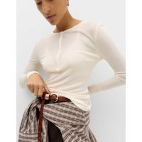M&S Lyocell Rich Henley Top with Wool Vanilla | Marks & Spencer (UK)