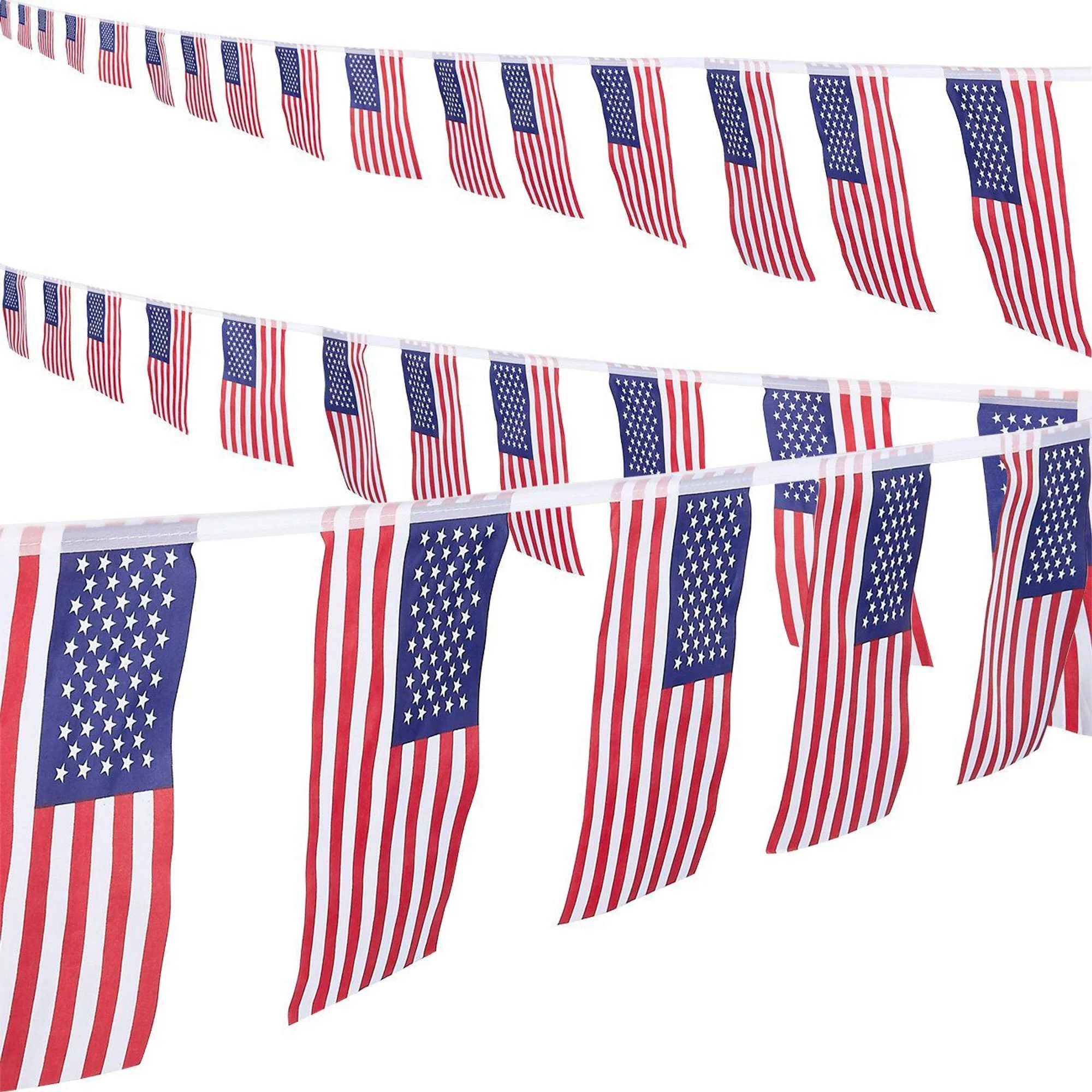 2 Pack 25 feet American Flag Pennant Banner String, USA Patriotic Bunting Garland for Independenc... | Walmart (US)