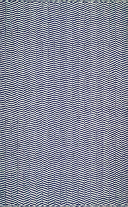 Navy Herringbone Cotton Flatwoven Area Rug | Rugs USA