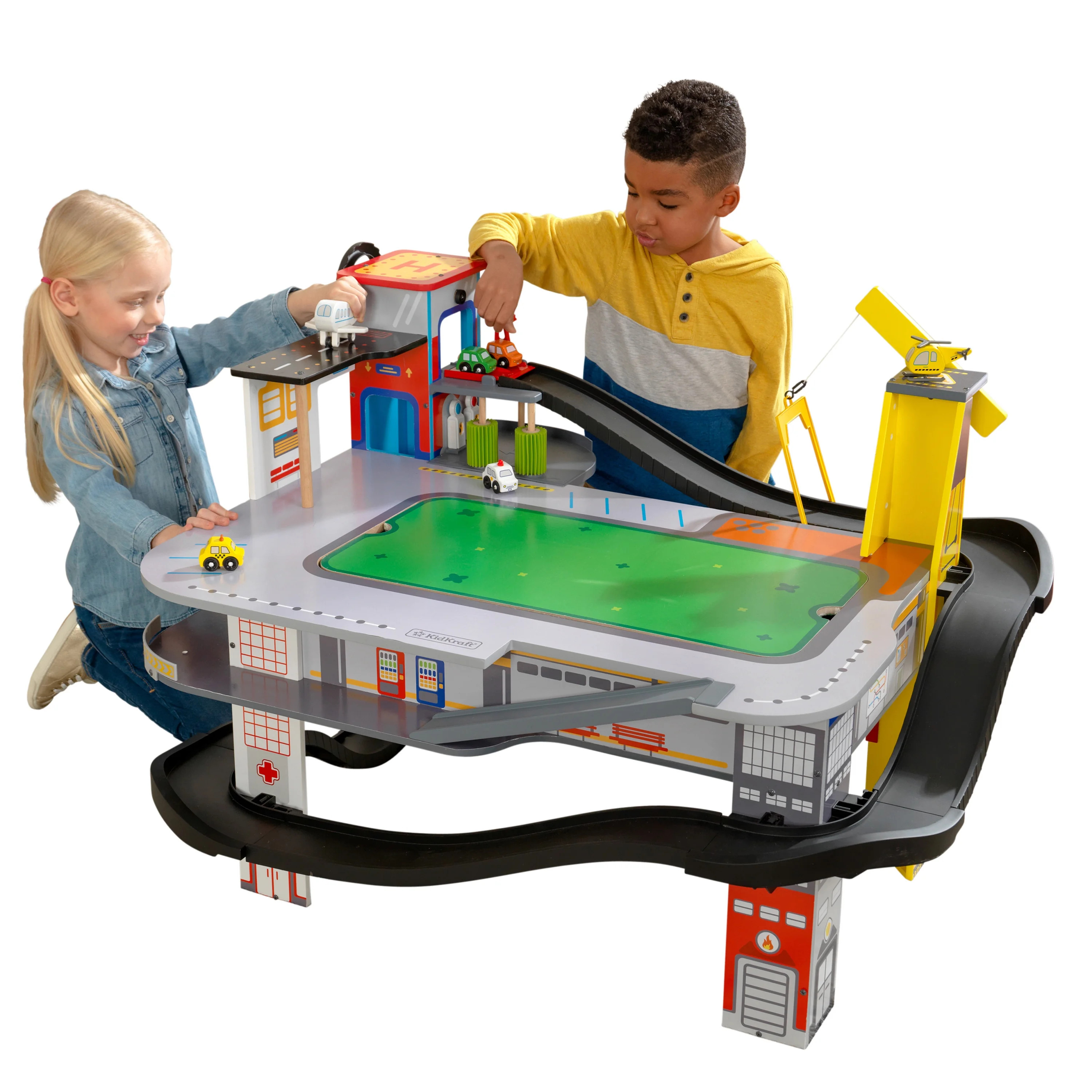 KidKraft Freeway Frenzy Raceway Set and Table with EZ Kraft Assembly™ | Walmart (US)