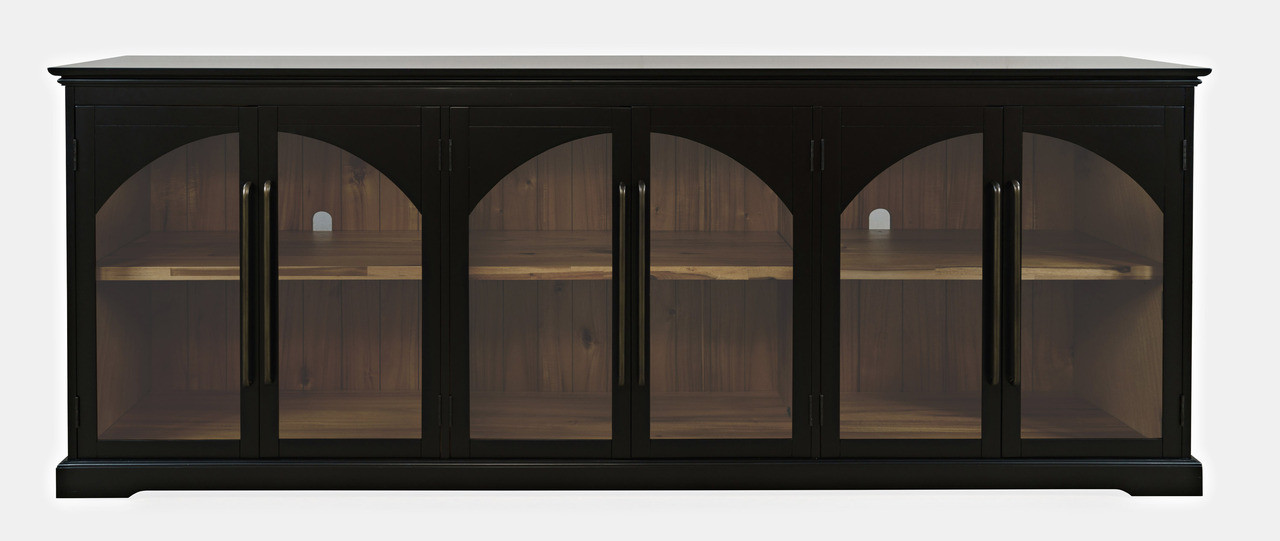 Archdale 96 Inch Gothic Arch Sideboard Storage Cabinet with Glass Doors In Black | 1stopbedrooms