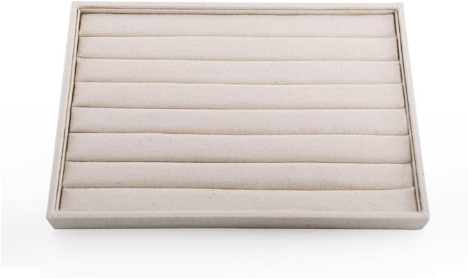 Oirlv Linen 7 Lines Ring Storage Tray Rings Showcase Display Organizer Plate | Amazon (US)
