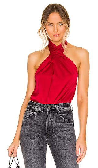 Amerie Pleated Halter Top in Red | Revolve Clothing (Global)