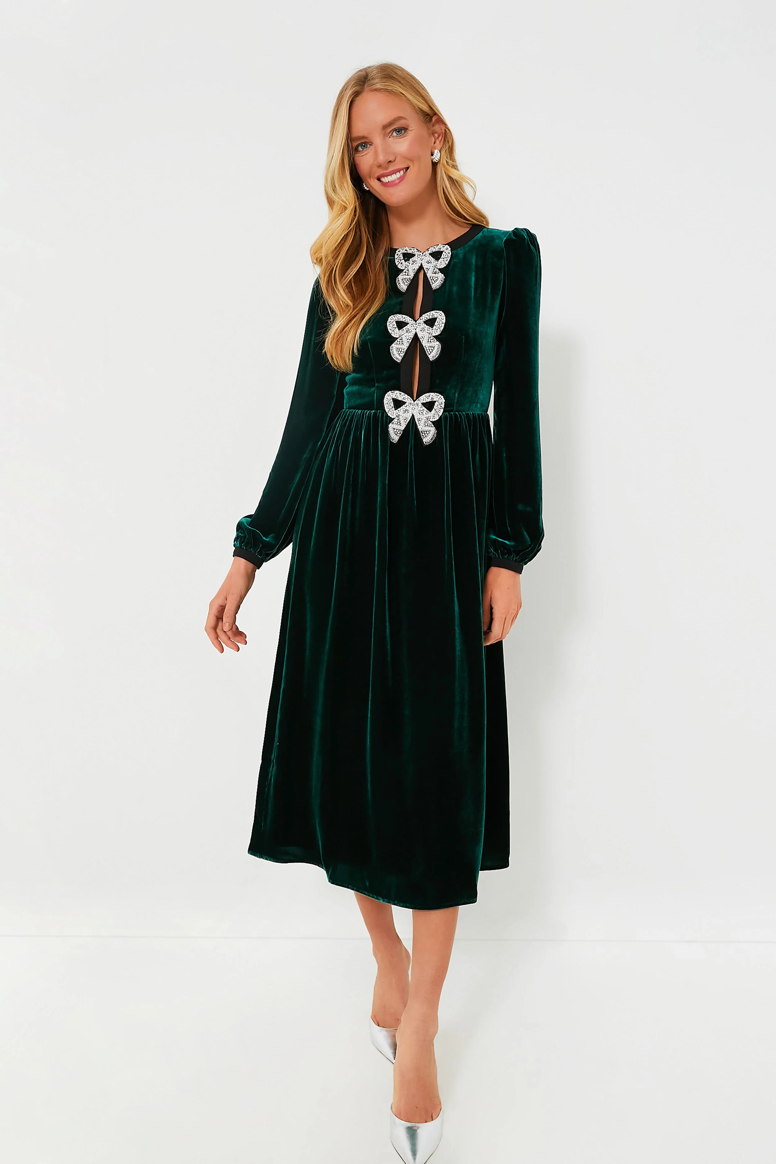Racing Green Camille Bows Dress | Tuckernuck (US)