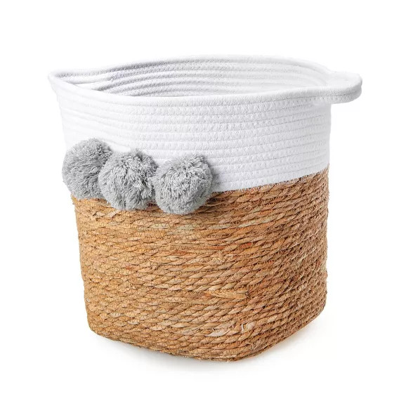 Decorative Basket - Cloud Island™ Large Coiled Rush Pom White | Target