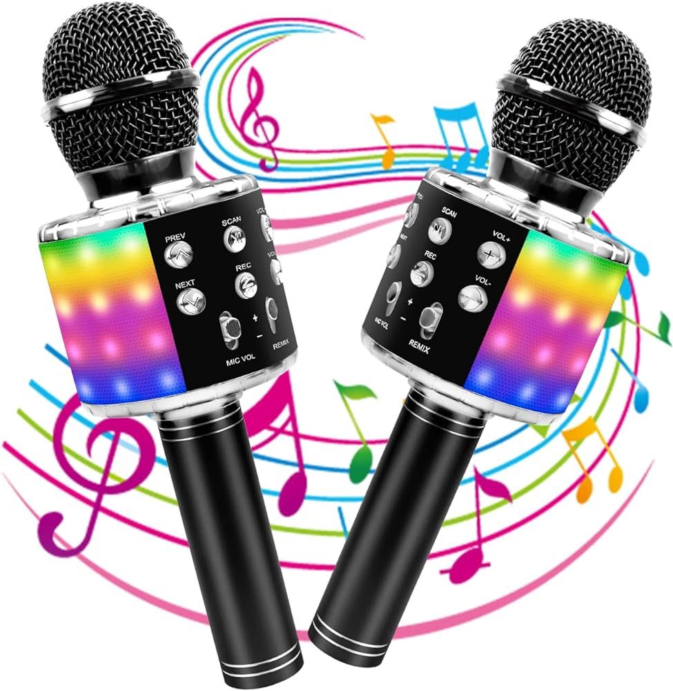 Icnice Wireless Bluetooth Karaoke Microphone 2 Pack, 5-in-1 Portable Handheld Karaoke Mic Speaker... | Amazon (US)