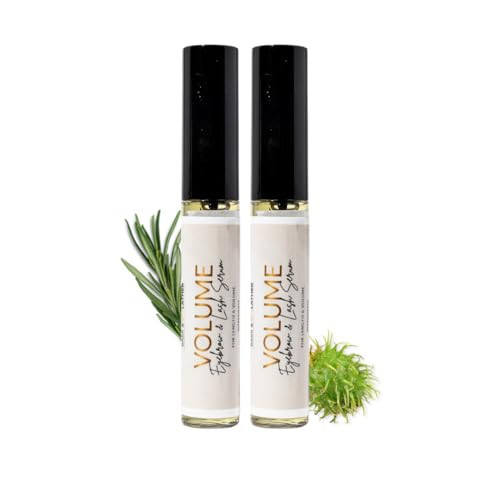 Bask & Lather Lash Serum with Castor Oil & Jojoba Oil For Thicker, Fuller & Longer Looking Eyelashes and Eyebrows, Conditioning and Enhancing Growth Serum with Brush Applicator, 6 Month Supply, 2Pk | Amazon (US)