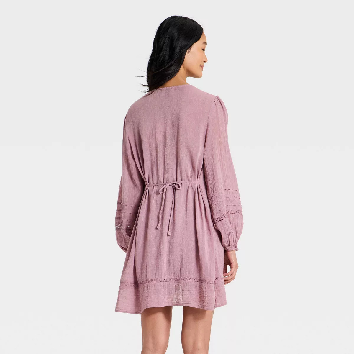 Women's Long Sleeve Ruffle Mini Dress - Universal Thread™ Mauve XL | Target