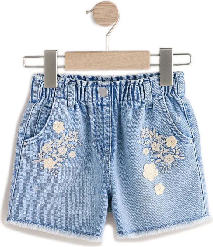 Kids' Floral Embroidered Denim Shorts | Nordstrom