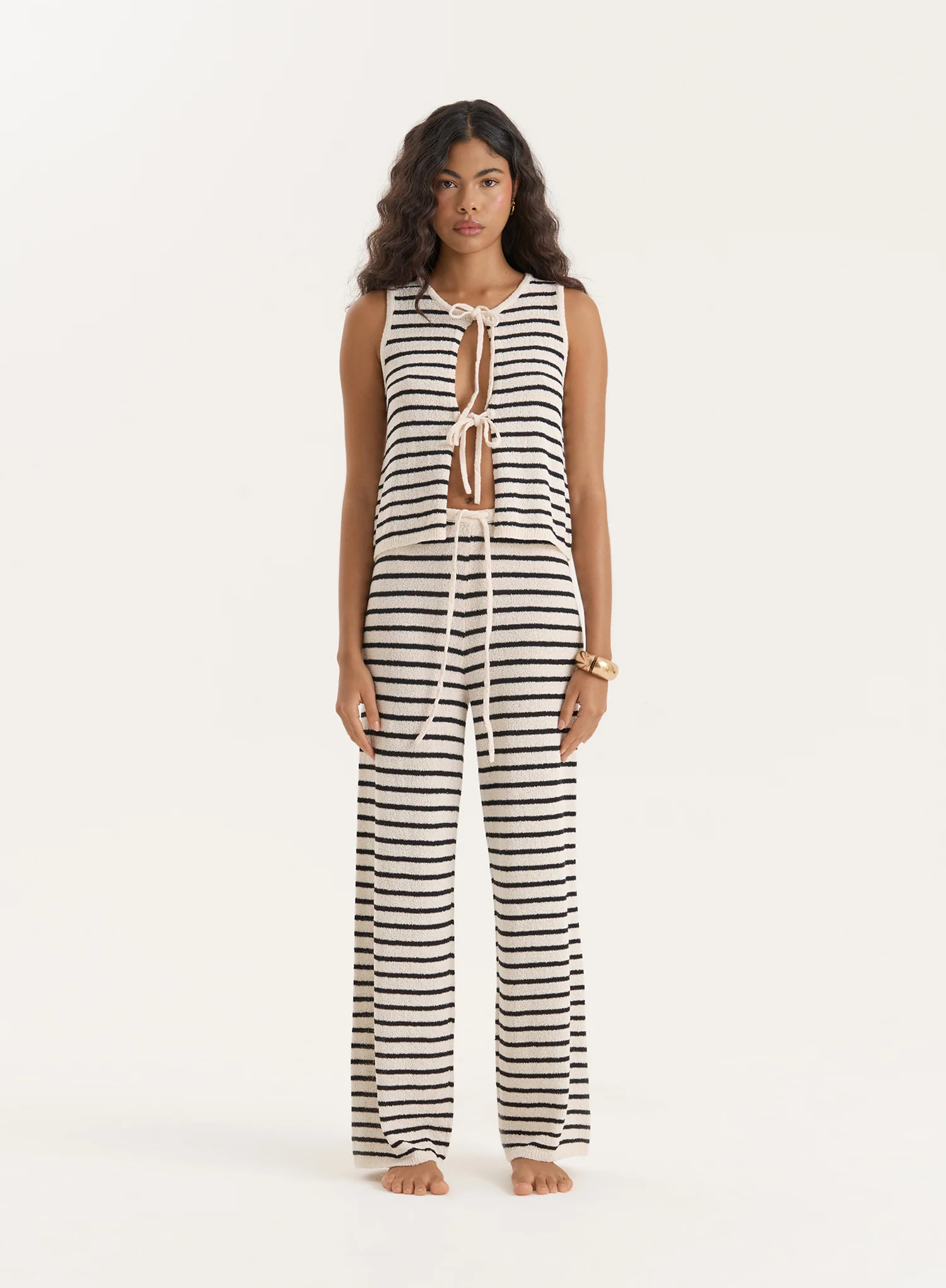 Striped Knitted Wide Leg Trouser- Bria | 4th & Reckless