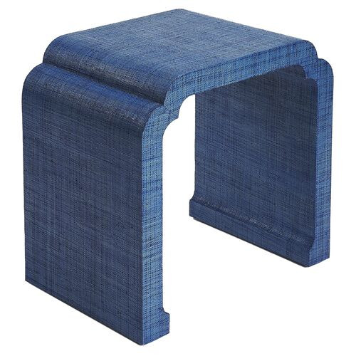 Kos Raffia Waterfall Side Table, Indigo | One Kings Lane