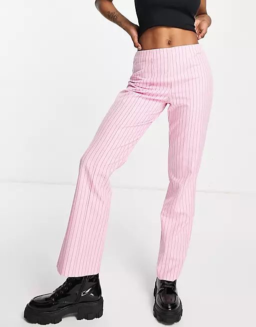 COLLUSION pinstripe flood pants in pink - part of a set  | ASOS | ASOS (Global)