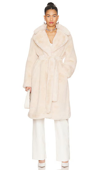 Mona Plant-based Fur Coat in Oat | Revolve Clothing (Global)