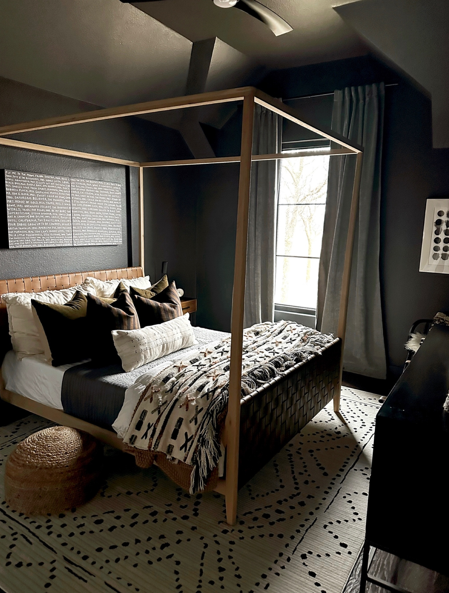 Dark and moody guest room at SHALIA’S house. Wall color is Sherwin William’s Iron Ore Playlist art favorite bedroom ceiling fan

#LTKhome #LTKstyletip