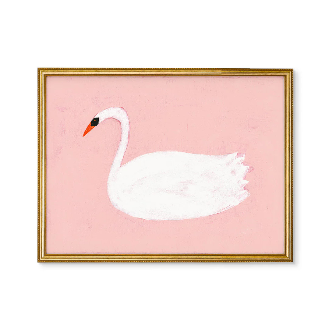 Swan in Pink by Love Katie Darling Painted Art Prints | Urban Garden Prints
