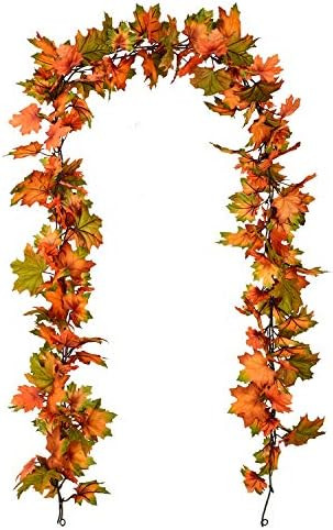 Artiflr 2 Pack Fall Maple Leaf Garland - 6.5ft/Piece Artificial Foliage Garland Autumn Hanging Fall  | Amazon (US)
