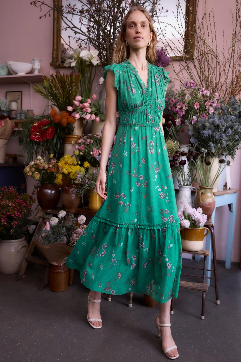 Miah Dress - Green Vintage Floral | WYSE London