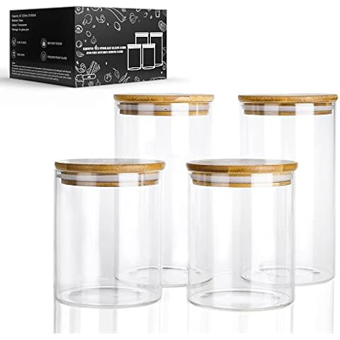 IDEALUX Glass Storage Jar With Airtight Seal Bamboo Lid, 25 Ounce Set of 2, 750ml Coffee Bean and... | Amazon (US)