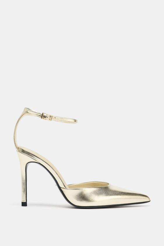 METALLIC EFFECT HEELED SHOES | Zara US