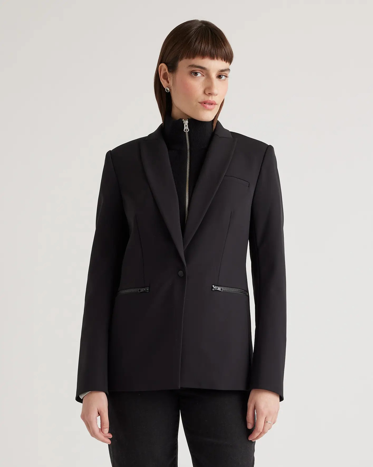 100% Mongolian Cashmere Ribbed Collar Blazer Insert | Quince