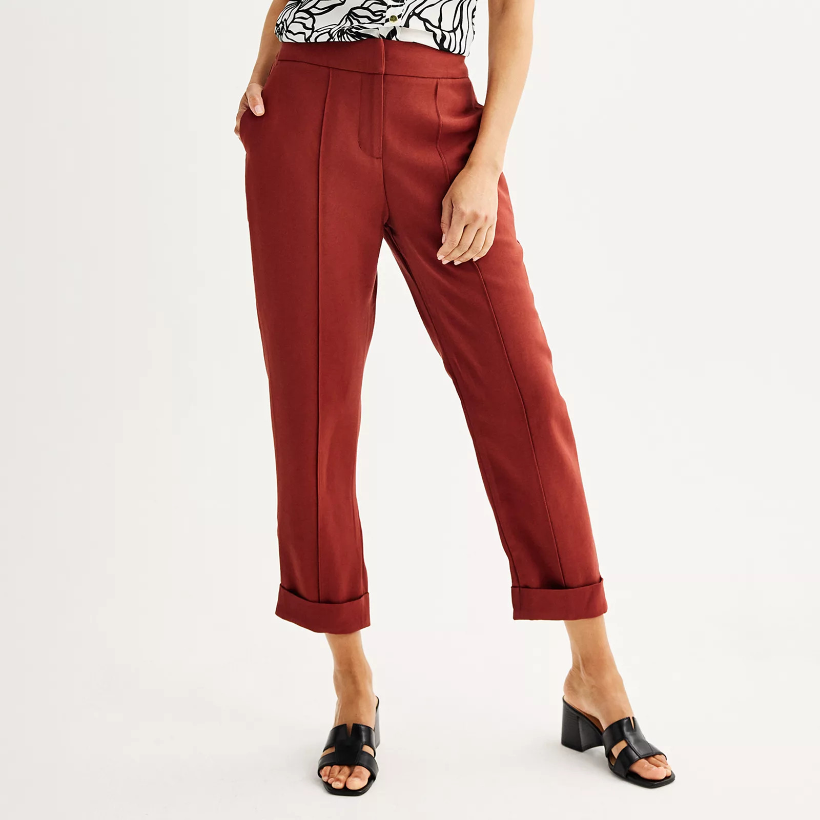 Women's Nine West Pintuck Roll Cuff Pants | Kohl's