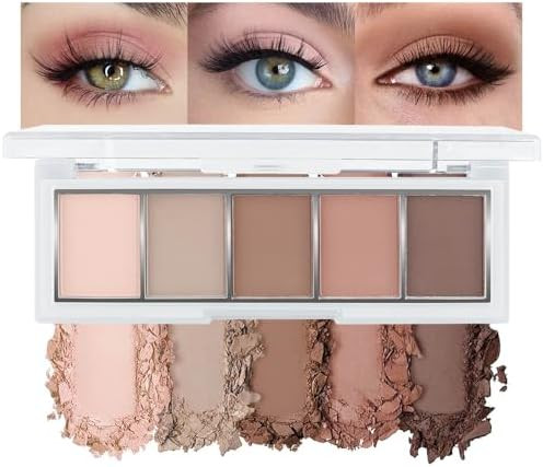 5 Colors Matte Nude Eyeshadow Makeup Palette, Nude Pink Brown Taupe Neutral Matte Smokey Cream Mi... | Amazon (US)