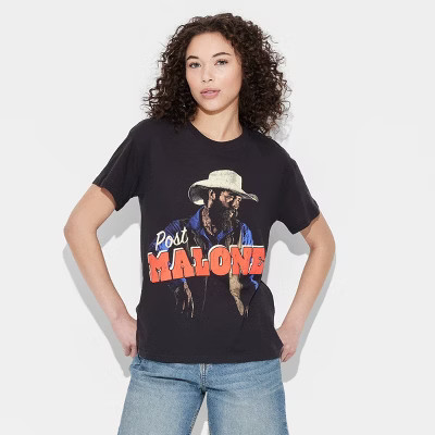 Women's Post Malone Short Sleeve Graphic T-Shirt - Black XXL: Cotton Jersey, Classic Fit, Crew Ne... | Target