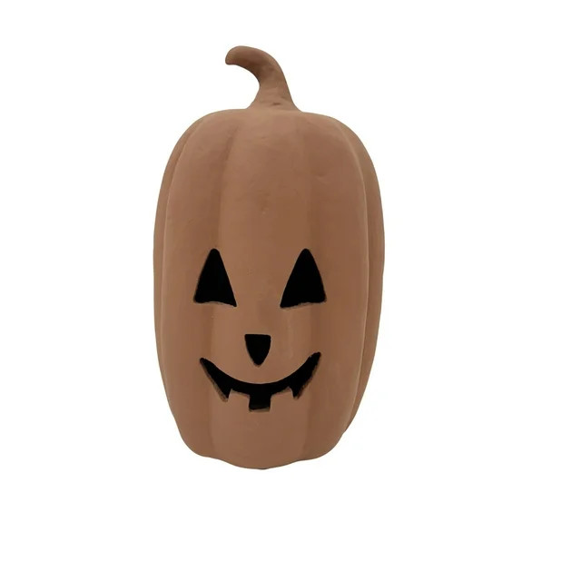 Halloween Brown Pumpkin Paper Mache, 12 in, by Way to Celebrate, Table Decoration | Walmart (US)