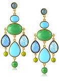 Ben-Amun Jewelry 25k Gold-Plated Green and Blue Glass Stone Chandelier Drop Earrings | Amazon (US)
