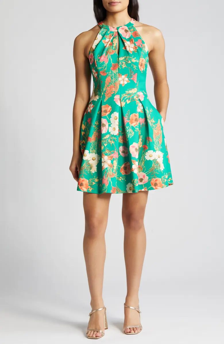 Floral Print Pleated Sleeveless Dress | Nordstrom