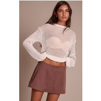 Brown Pleated Back Woven Skort | PrettyLittleThing US