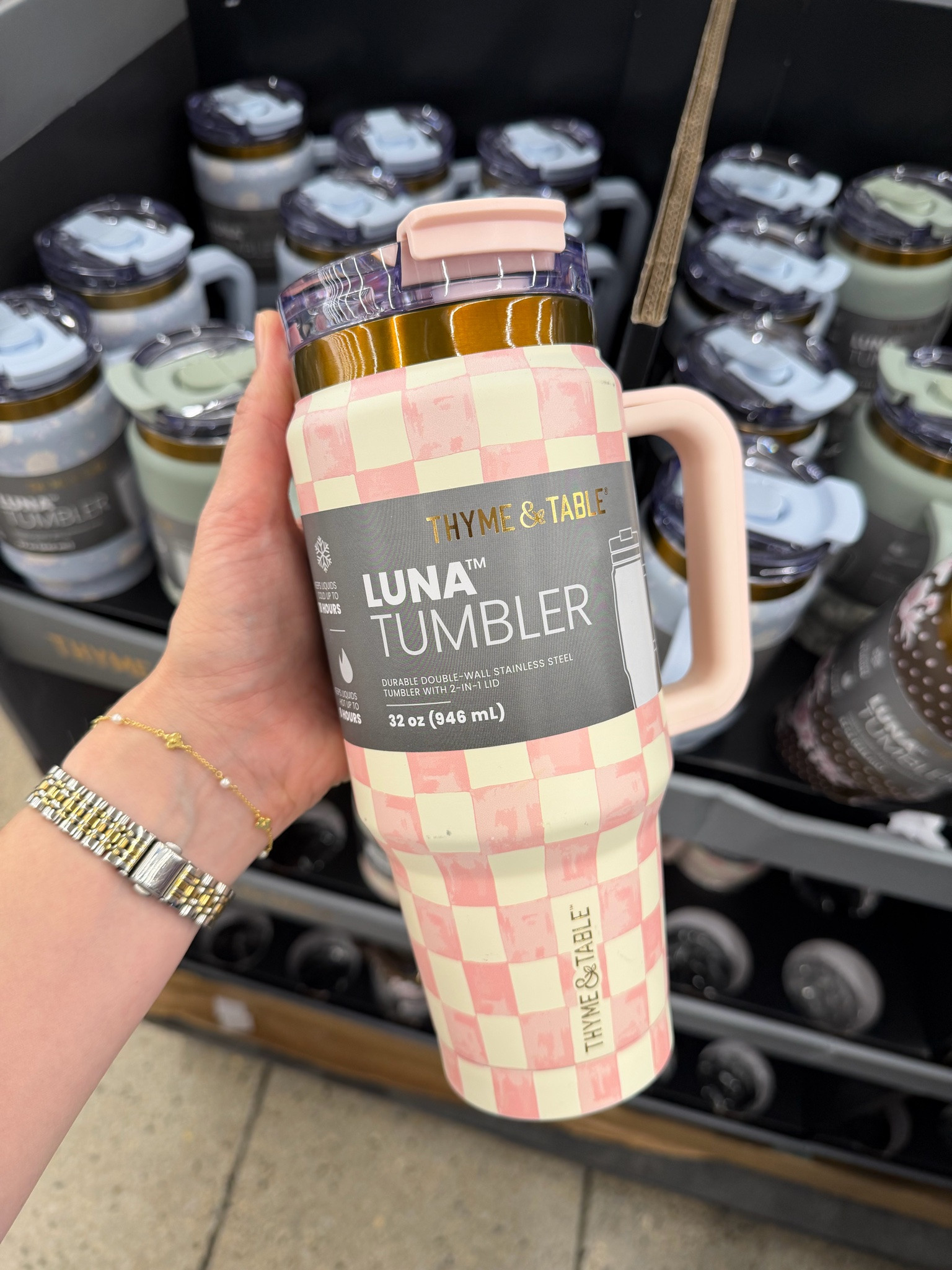 Beautiful check tumbler, reminds me of Mackenzie Childs