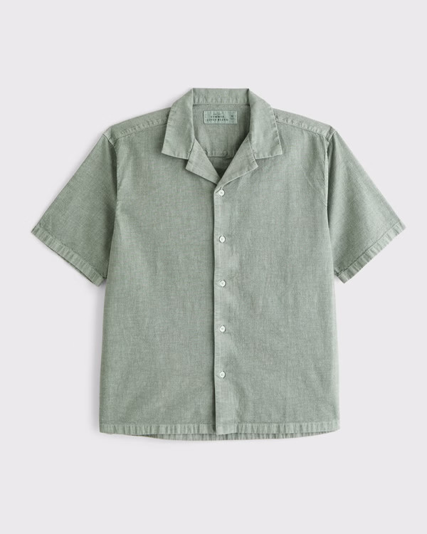 Camp Collar Summer Linen-Blend Shirt | Abercrombie & Fitch (US)