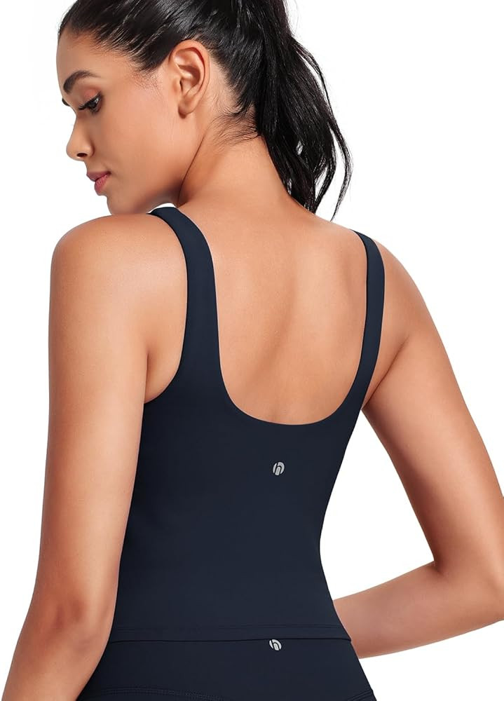 HeyNuts Zeal Bra Womens Scoop Neck Longline Sports Bras, U Back Workout Yoga Crop Tank Tops Padde... | Amazon (US)