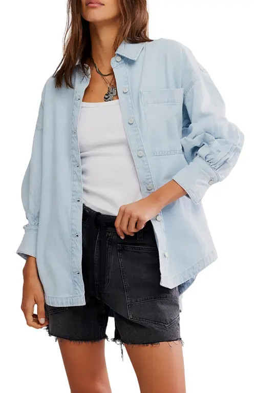 Free People Ashley Denim Shirt in Classic Blue Wash at Nordstrom, Size X-Small | Nordstrom