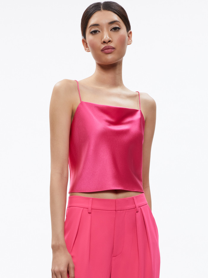 HARMON CROPPED DRAPEY SLIP TANK | Alice + Olivia