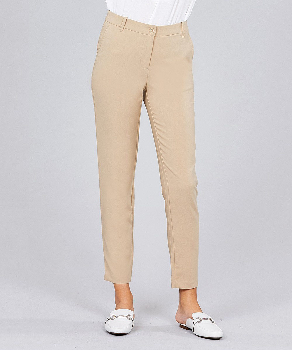 Khaki Pocket Crop Pants - Women | zulily