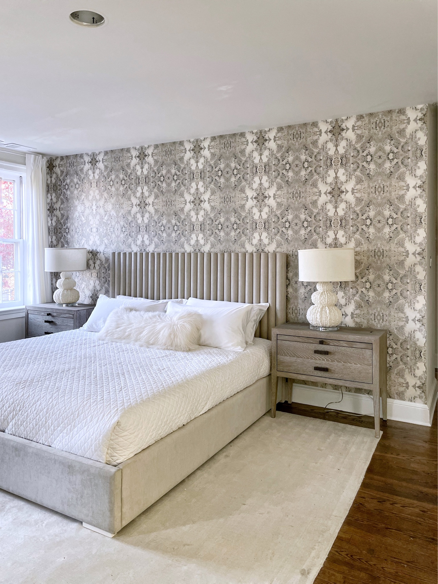 The chic wallpaper design sets the tone for a sanctuary of refined elegance. The luxury nightstands, adorned with intricate lamps, add a touch of opulence, while the gorgeous wooden flooring exudes warmth and natural beauty. Embrace the harmonious blend of luxury and comfort as you indulge in the tranquil ambiance of this stunning haven. ✨💫 #ChicSerenity #RefinedElegance #LuxuryLiving

#LTKstyletip #LTKhome #LTKfamily