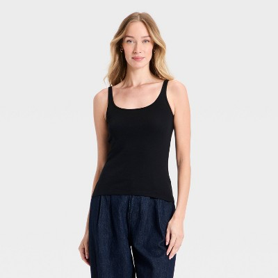 Women's Ribbed Tank Top - A New Day™ Black L | Target