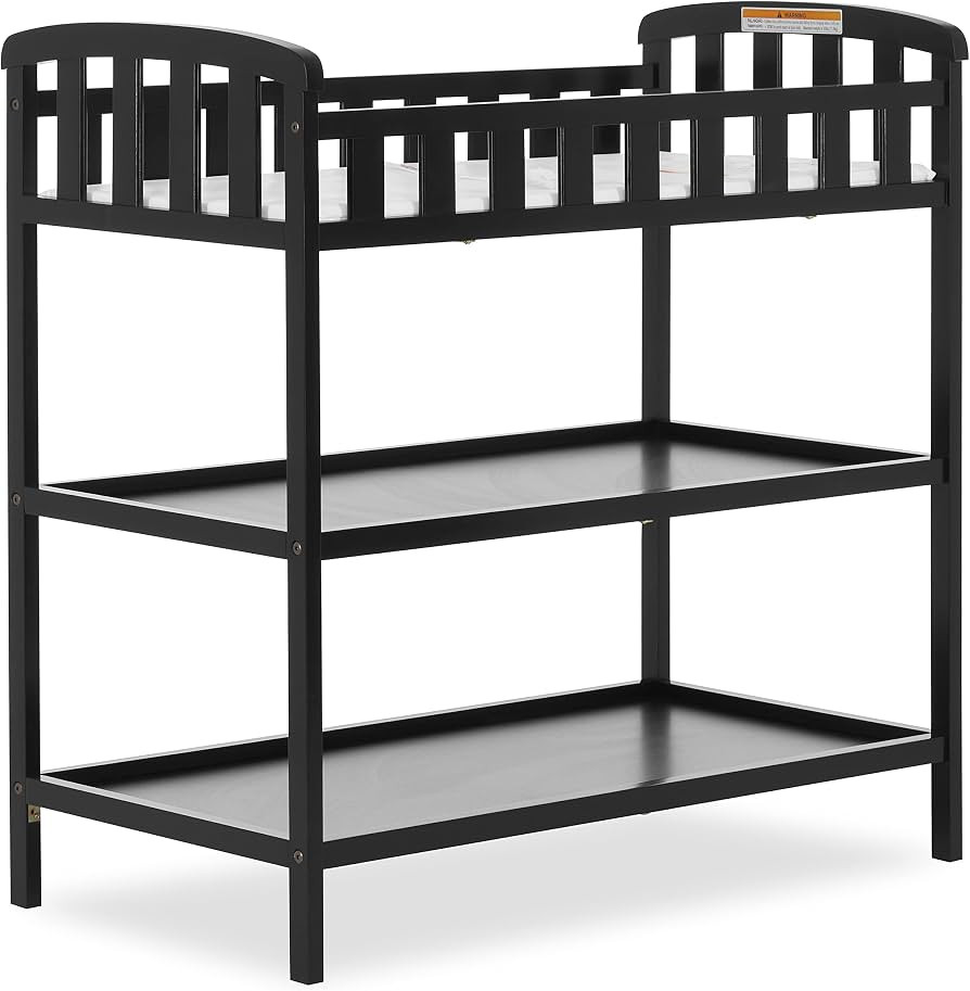 Dream On Me Emily Changing Table In Black, Comes With 1" Changing Pad, Features Two Shelves, Port... | Amazon (US)
