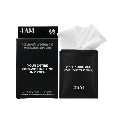 4AM Clean Sheets Facial Cleansing Skincare Wipes - Fragrance-Free - 5ct | Target