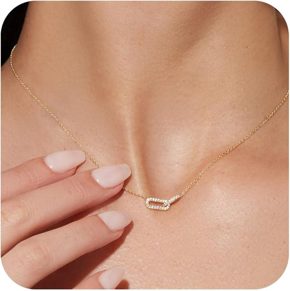 Freekiss Gold Pendant Necklace for Women, Dainty Diamond Necklaces for Women Simple 14K Gold Plat... | Amazon (US)