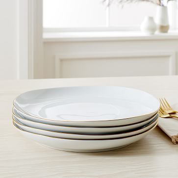 Organic Shaped Porcelain Dinner Plates - Gold Rimmed (In-Stock & Ready to Ship) | West Elm (US)