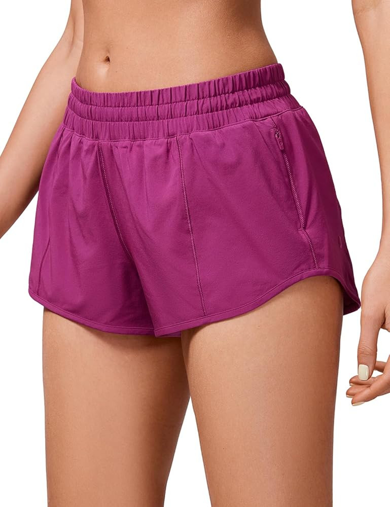 CRZ YOGA Women's Running Shorts Low Waisted 2.5" - Mesh Liner Quick Dry for Track Gym Athletic Wo... | Amazon (US)