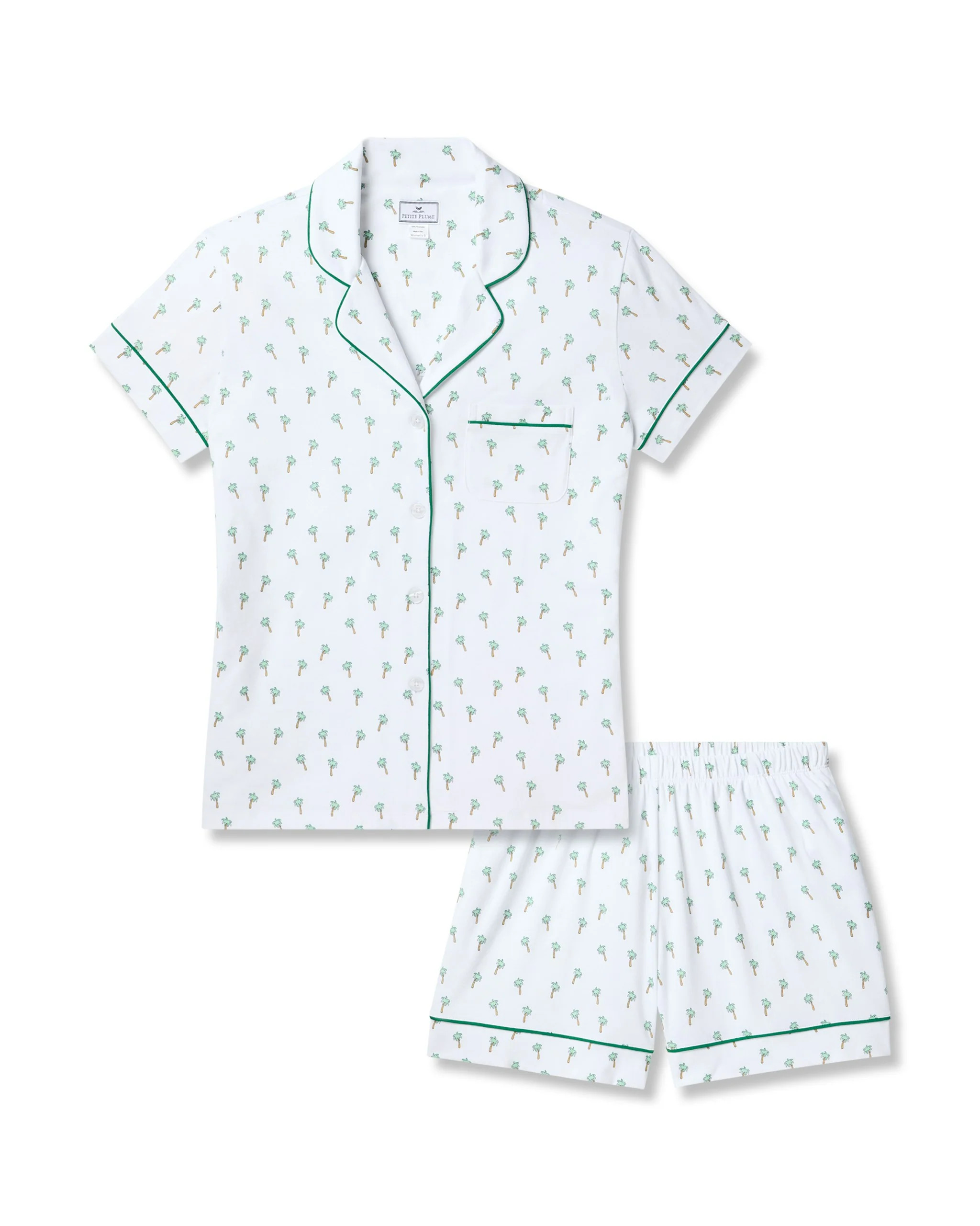 Women's Pima Short Sleeve Short Set in Palmier | Petite Plume