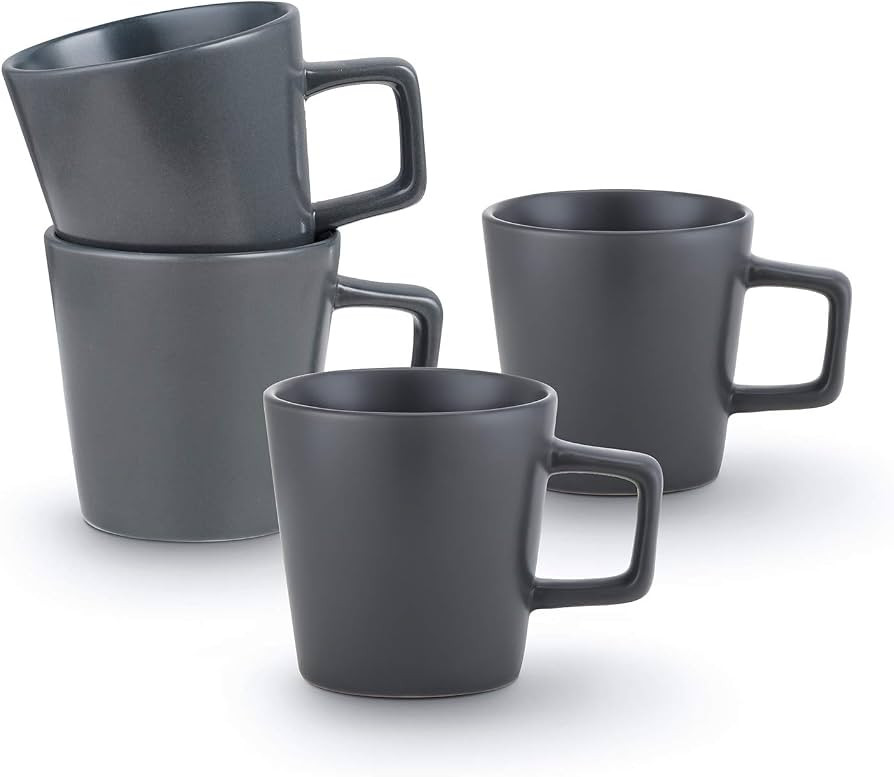 Stone Lain Stoneware Coupe - Celina Mugs Set, 4-Piece, Grey Matte | Amazon (US)