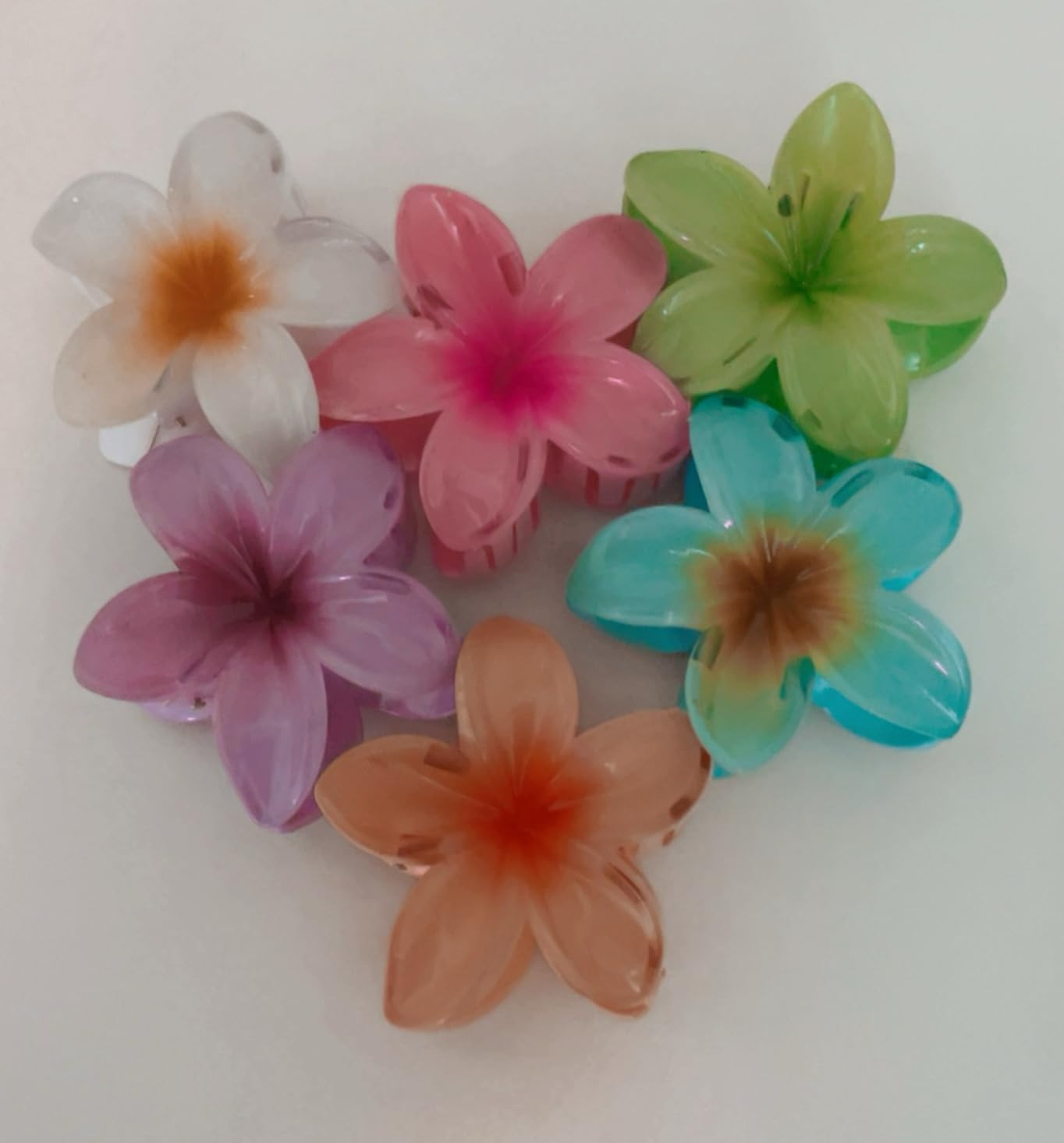 Hawaiian Plumeria Hair Accessories - 6 Pack Large Claw Clips for Thick and Thin Hair, Beach Tropi... | Amazon (US)