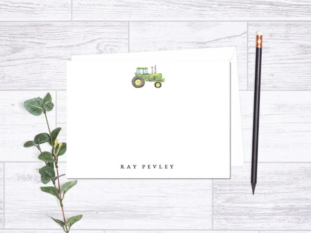 Tractor Personalized Stationery Note Cards Kids Personalized - Etsy | Etsy (US)