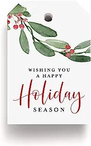 Bliss Collections Holiday Season Gift and Favor Tags, Pack of 50 Holly Greenery Cards for 'Tis Th... | Amazon (US)